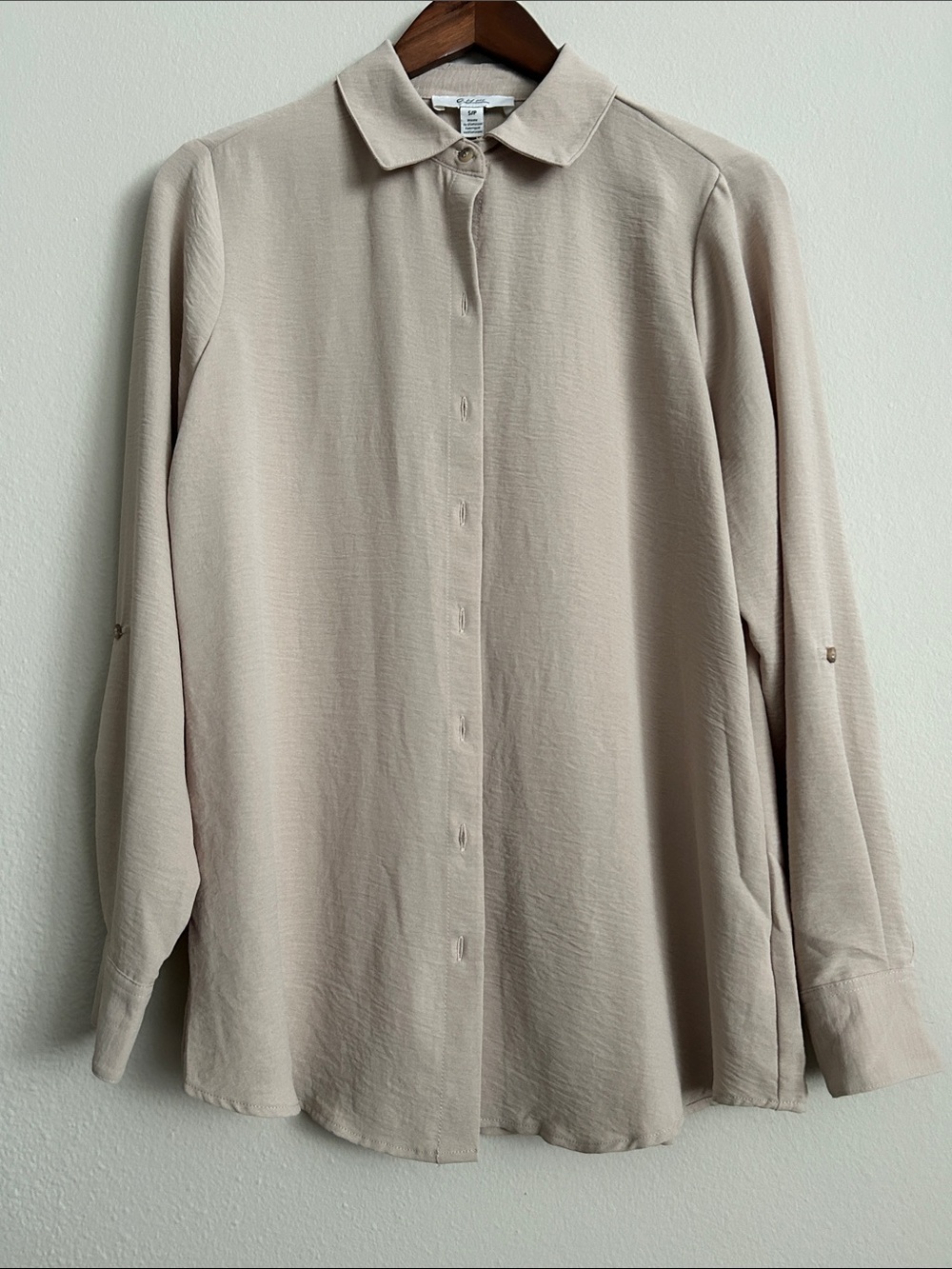 C by One Neutral Button‑Up Shirt – Size S